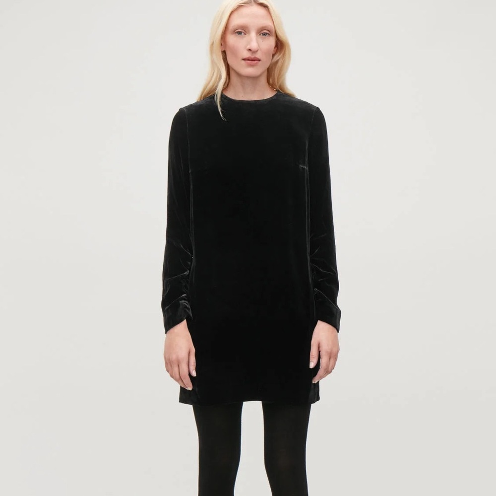 NWT COS Elegant Black Velvet Dress